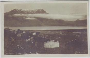 VERKAUFT !!!   AK Foto Spitzbergen Longyearbyen Advent Bay Ortsansicht 6 Marken Norwegen 1924 RAR