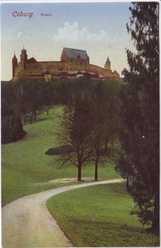 AK Coburg Veste mit Weg 1910
