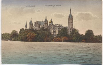 VERKAUFT !!!   AK Schwerin Großherzogl. Schloß Stempel Kriegsgefangenenlager Güstrow Feldpost 1918