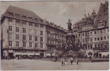 VERKAUFT !!!   AK Leipzig Siegesdenkmal Geschäfte Kinder 1916