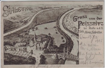 AK Gruss von der Peissnitz Peißnitzhaus Peißnitzinsel Halle an der Saale 1905