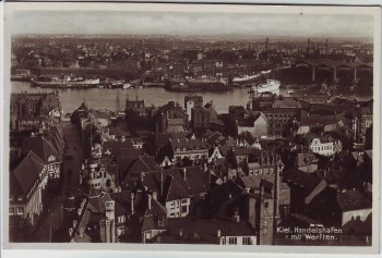 AK Foto Kiel Handelshafen mit Werften 1935