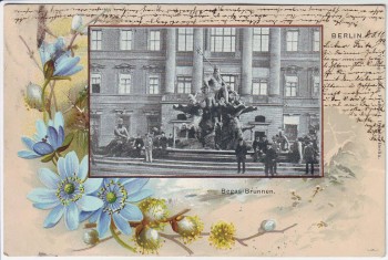 AK Passepartout Berlin Mitte Begasbrunnen mit Menschen 1899