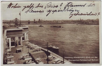 AK Duisburg Homberg Niederrhein Blick von der Rheingarten-Terrasse auf Ruhrort 1931