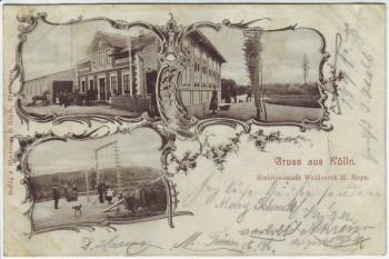 AK Gruss aus Kölln Etablissement Waldesruh H. Meyn bei Elmshorn 1900 RAR