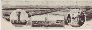 AK Klappkarte Gruß vom Lager Lechfeld Panorama Klosterkirche Wasserturm 1935 RAR AK Klappkarte Gruß vom Lager Lechfeld Panorama Klosterkirche Wasserturm 1935 RAR