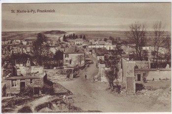 AK Sainte-Marie-à-Py Ortsansicht zerstörte Häuser 1.WK Marne Frankreich 1915