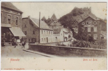 VERKAUFT !!!   AK Altenahr Hotel zur Post mit Blick auf Burg 1910