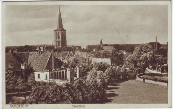 AK Schüttorf Ortsansicht mit Kirche 1934 AK Schüttorf Ortsansicht mit Kirche 1934
