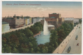 AK Leipzig Neues Theater mit Schwanenteich 1924