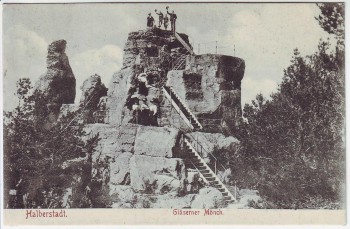 AK Halberstadt Gläserner Mönch mit Menschen 1906