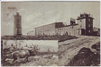 AK Brocken mit Hotel Aussichtsturm Hirsch 1913