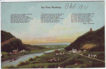 AK Die Porta Westfalica mit Weserlied 1911