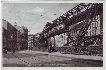AK Wuppertal Barmen Schwebebahn an der Cleferstraße 1937
