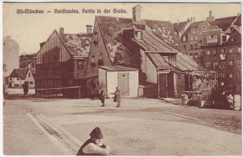 VERKAUFT !!!   AK Alt München Au-Haidhausen Partie in der Grube 1910 RAR