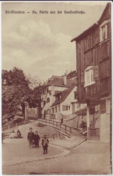 VERKAUFT !!!   AK Alt München Au Partie aus der Quellenstrasse 1910