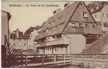 AK Alt München Au Partie aus der Quellenstrasse 1910