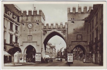 AK Foto München Karlstor Menschen Geschäfte 1935