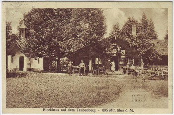 AK Blockhaus auf dem Taubenberg mit Menschen 895 m bei Warngau Oberbayern 1928