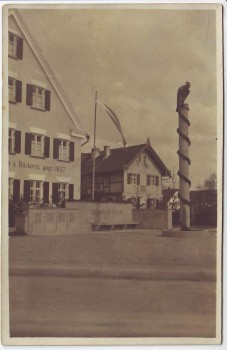AK Foto Unterammergau Kriegerdenkmal Bäckerei Fahne 1930 RAR