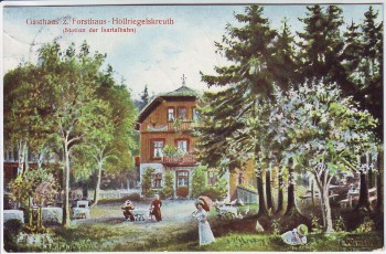 AK Höllriegelskreuth Gasthaus zum Forsthaus Station der Isartalbahn 1912