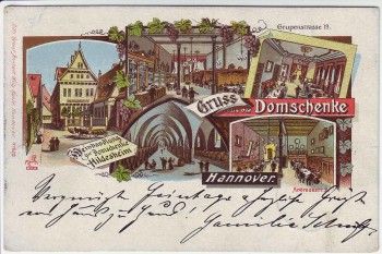 AK Litho Hannover Gruss aus der Domschenke Grupenstrasse 19 1901 RAR