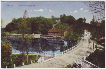 AK Tost Toszek Teich mit Burgruine Schlesien Polen 1920
