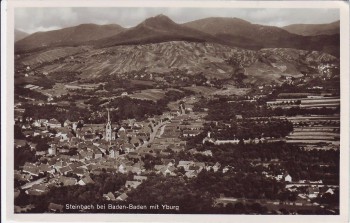 AK Foto Steinbach (Baden-Baden) Ortsansicht mit Yburg 1953