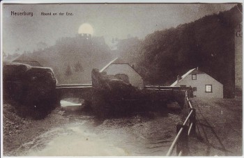 AK Neuerburg Abend an der Enz Ortsansicht Mond Bahnpost 1912 RAR