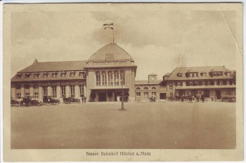 AK Höchst am Main Neuer Bahnhof Frankfurt 1915