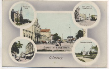 AK Oderberg Bohumín Bahnhof mit Nordbahnstraße 5 Abbildungen Schlesien Tschechien Feldpost 1917 Sammlerstück RAR