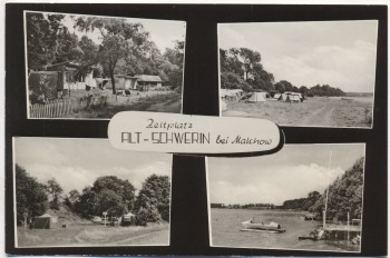 AK Alt Schwerin Zeltplatz am Plauer See 4 Bilder b. Malchow 1965