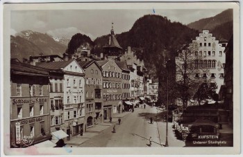 VERKAUFT !!!   AK Foto Kufstein Unterer Stadtplatz mit Geschäften Tirol Österreich 1953