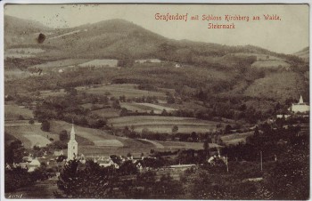 AK Grafendorf bei Hartberg Ortsansicht mit Schloss Kirchberg am Walde Steiermark Österreich 1911