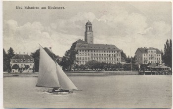 AK Bad Schachen am Bodensee mit Schiff Lindau Bayern Feldpost 1915