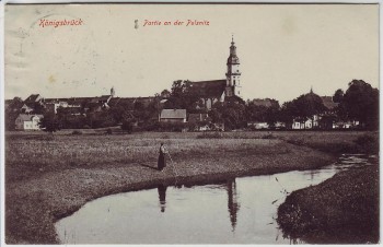 AK Königsbrück in Sachsen Partie an der Pulsnitz Feldpost 1916