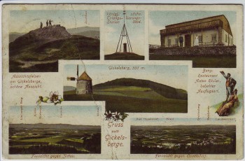 VERKAUFT !!!   AK Mehrbild Gruss vom Gickelsberg bei Bad Oppelsdorf Opolno Zdrój Bogatynia Schlesien Polen 1910