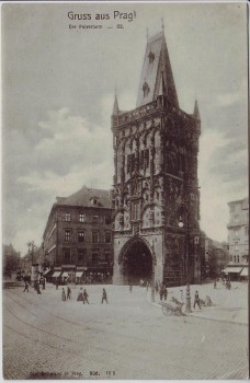 AK Gruss aus Praha Prag Der Pulverturm Tschechien 1910