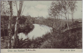 VERKAUFT !!!   AK Gruss aus Handorf Partie an der Werse bei Münster 1905