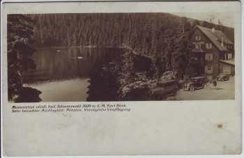 AK Foto Mummelsee Hotel Pension Karl Bürk Autos bei Achern Schwarzwald 1930