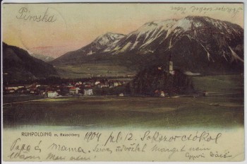 AK Ruhpolding Ortsansicht mit Rauschberg 1914