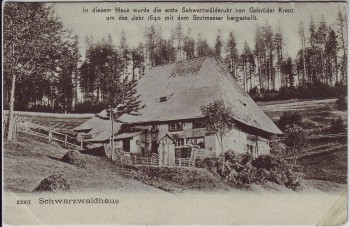 VERKAUFT !!!   AK Glashof in Waldau Schwarzwaldhaus bei Titisee-Neustadt 1906
