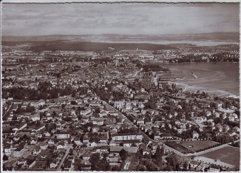 VERKAUFT !!!   AK Foto Kreuzlingen Konstanz Flugaufnahme Luftbild Bodensee Schweiz 1970