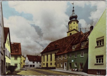 AK Foto Wassertrüdingen Ortsansicht mit Kirche Mittelfranken 1975
