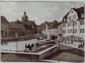 AK Foto Querfurt Am Dreieck mit Sparkasse 1977