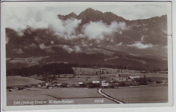 AK Foto Söll in Tirol Ortsansicht mit Wildem Kaiser Österreich 1935