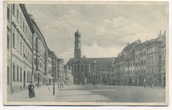 AK Augsburg Obere Maximilianstraße mit St. Ulrich Offizielle Festpostkarte 57. Generalversammlung der Katholiken Deutschlands 1910