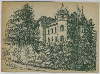 VERKAUFT !!!   Künstler-AK Zeulsdorf bei Gera Bezirksjugendschule der FDJ Thüringen 1950