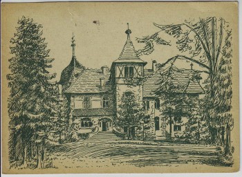 VERKAUFT !!!   Künstler-AK Zeulsdorf bei Gera Bezirksjugendschule der FDJ Thüringen 1949