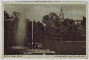 AK Suhl Herrenteich mit Kreuzkirche Thüringen 1930